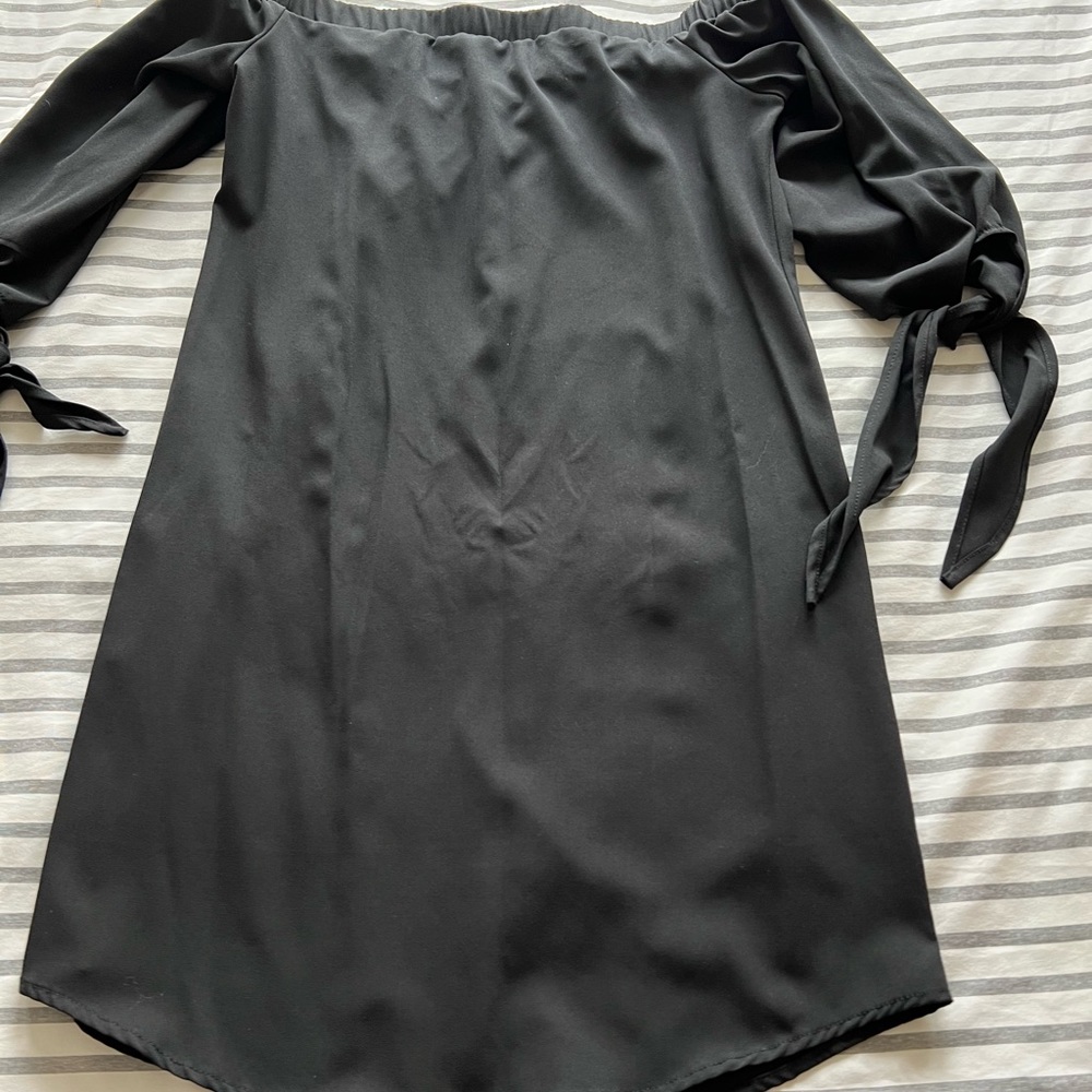 Off shoulder black mini dress